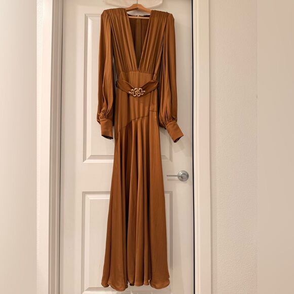 NWOT BRONX AND BANCO Carmen Maxi Dress in Copper GOLD - Picture 8 of 16